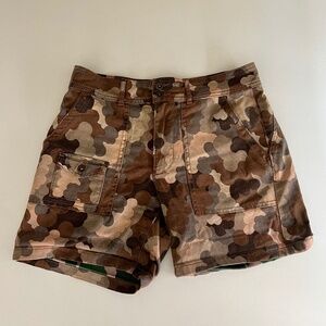 Anthropologie The Wanderer Brown Olive Abstract Camo Utility Shorts